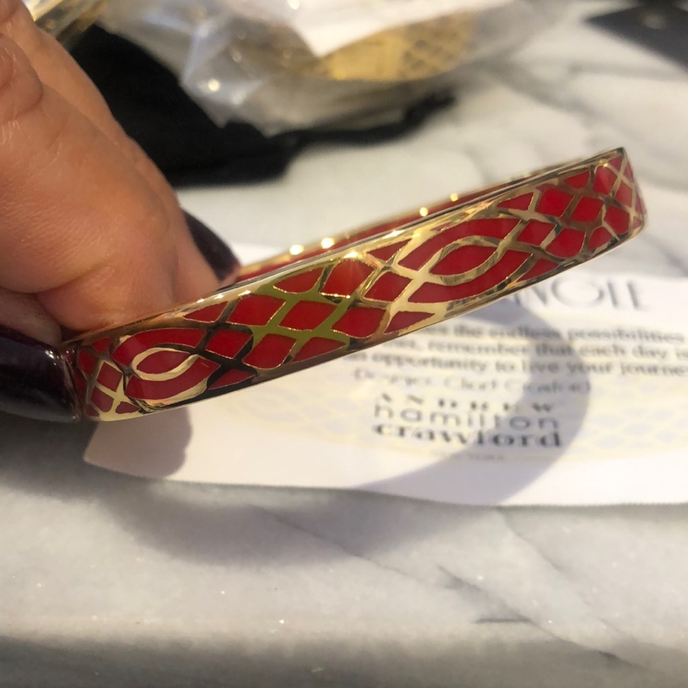 Andrew Hamilton Crawford Red/Gold “Infinity” Pattern Bracelet-Boutique